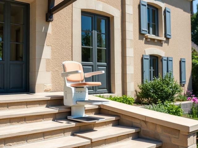 Monte-escalier extérieur adapté pour l'autonomie des seniors - Aide de l'État disponible